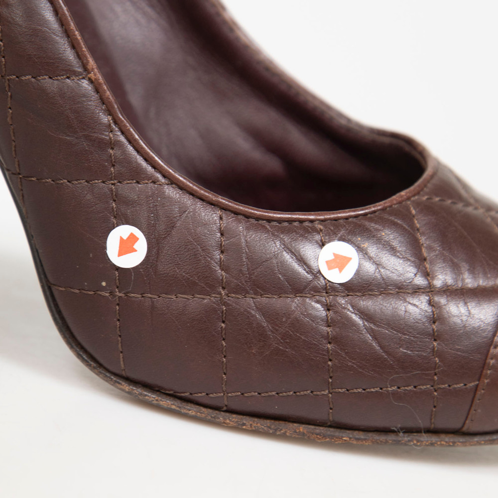 Chanel Brown Quilted Leather Sculpted Heel Pumps