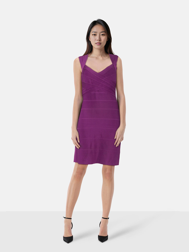 Herve Leger Magenta Mini Bandage Dress