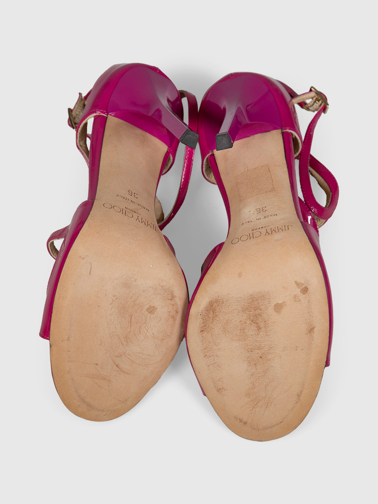 Jimmy Choo Pink Azia 95 Patent Leather Sandals