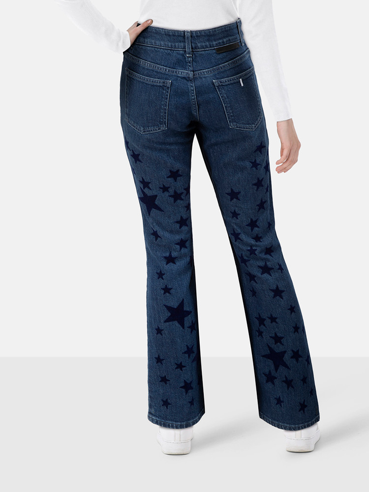 Stella McCartney Navy Denim Star Pattern Flared Jeans