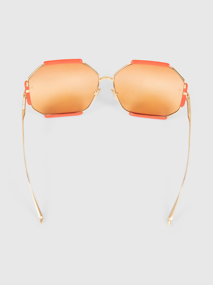Linda Farrow Linda Farrow x Rowen Rose 22K Gold & Terracotta Margot Sunglasses
