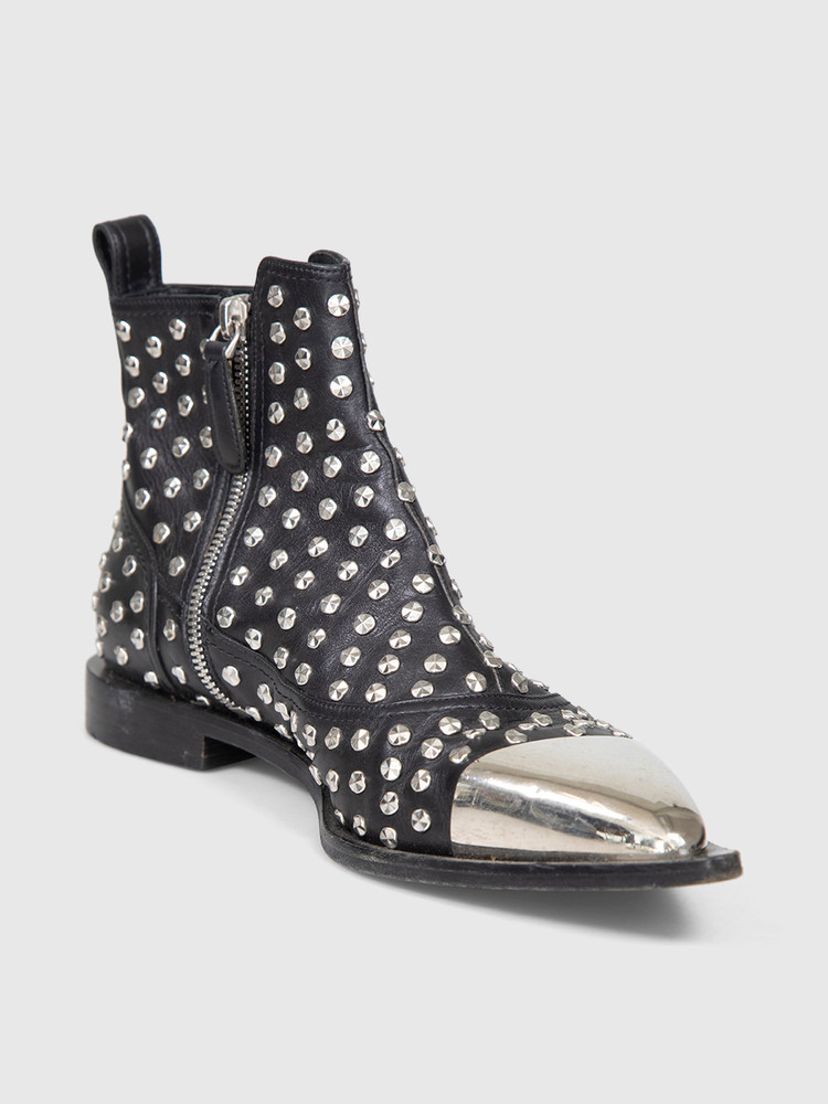 Alexander McQueen Black Studded Ankle Boots