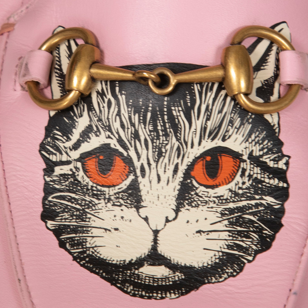 Gucci Pink Leather Cat Loafers
