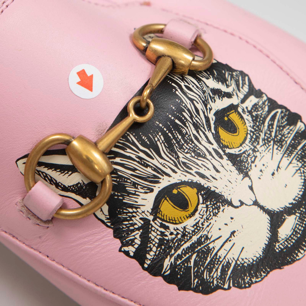 Gucci Pink Leather Cat Loafers