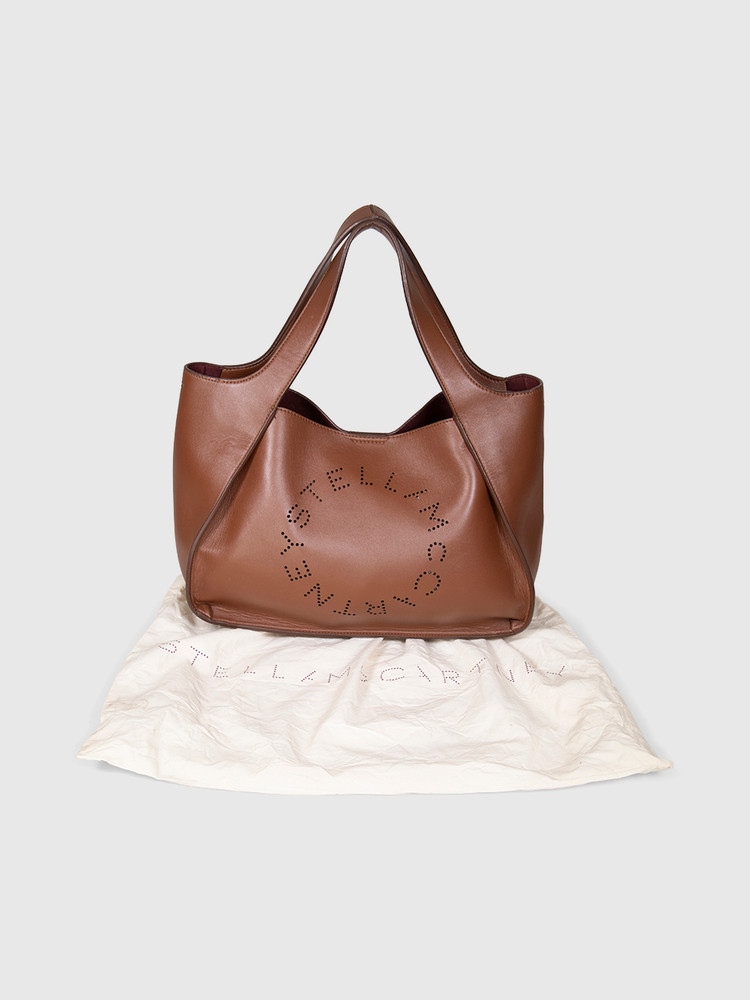 Stella McCartney Brown Perforated Logo Tote