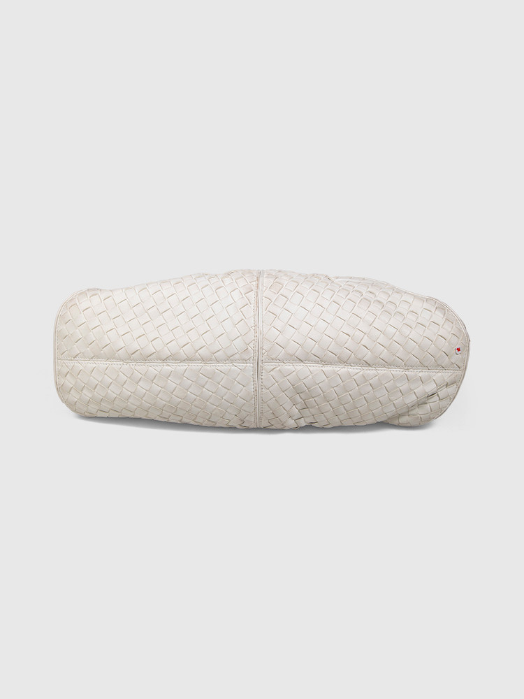 Bottega Veneta White Leather Intrecciato Hobo Bag