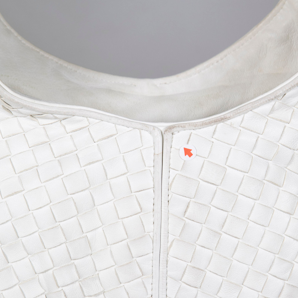 Bottega Veneta White Leather Intrecciato Hobo Bag