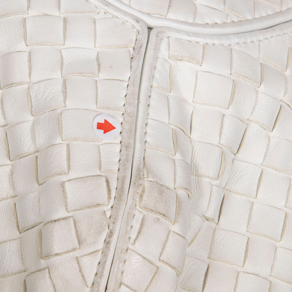 Bottega Veneta White Leather Intrecciato Hobo Bag