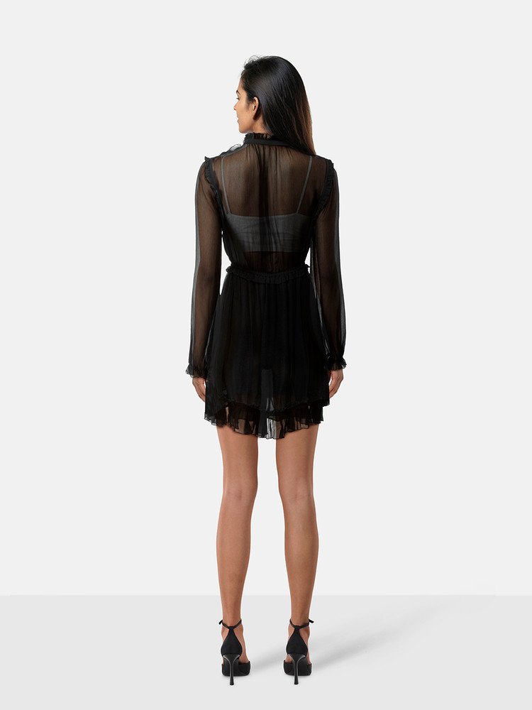 Ulla Johnson Black Silk Mini Ruffled Dress