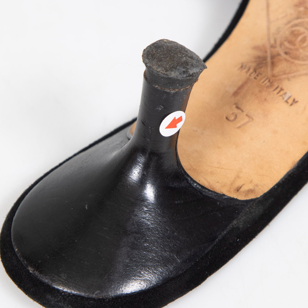 Chanel Black Suede CC Kitten Mules