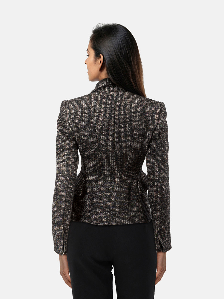 Tom Ford Fall 2016 Grey Wool Tweed Belted Blazer