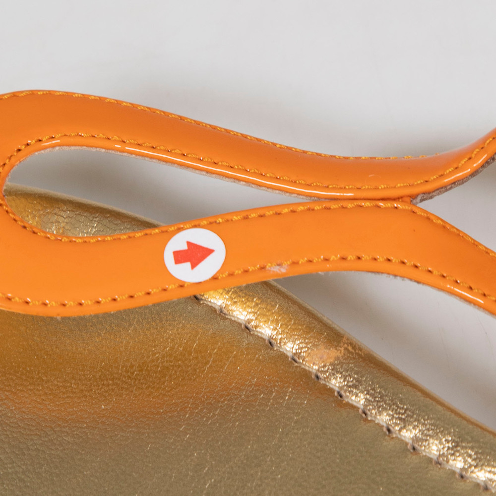 Prada Orange Patent Leather Thong Sandals