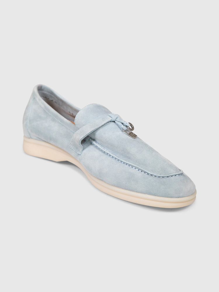 Loro Piana Blue Suede Summer Walk Charm Loafers