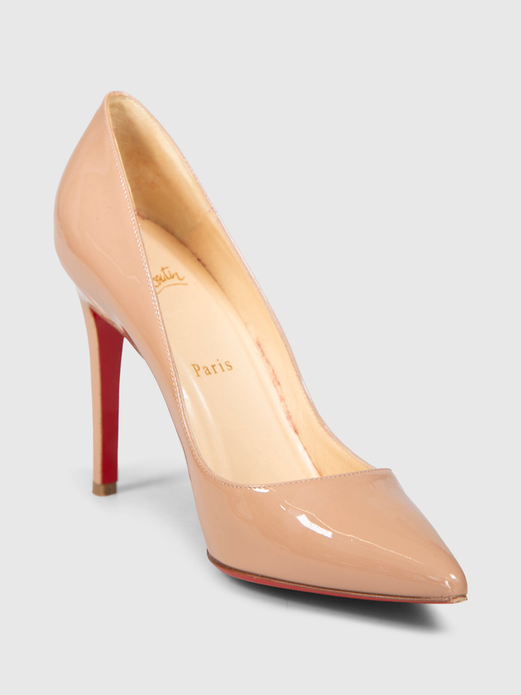 Christian Louboutin Nude Kate 100 Patent Leather Pumps