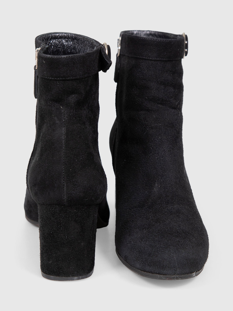 Prada Black Suede Mid Heel Ankle Boots