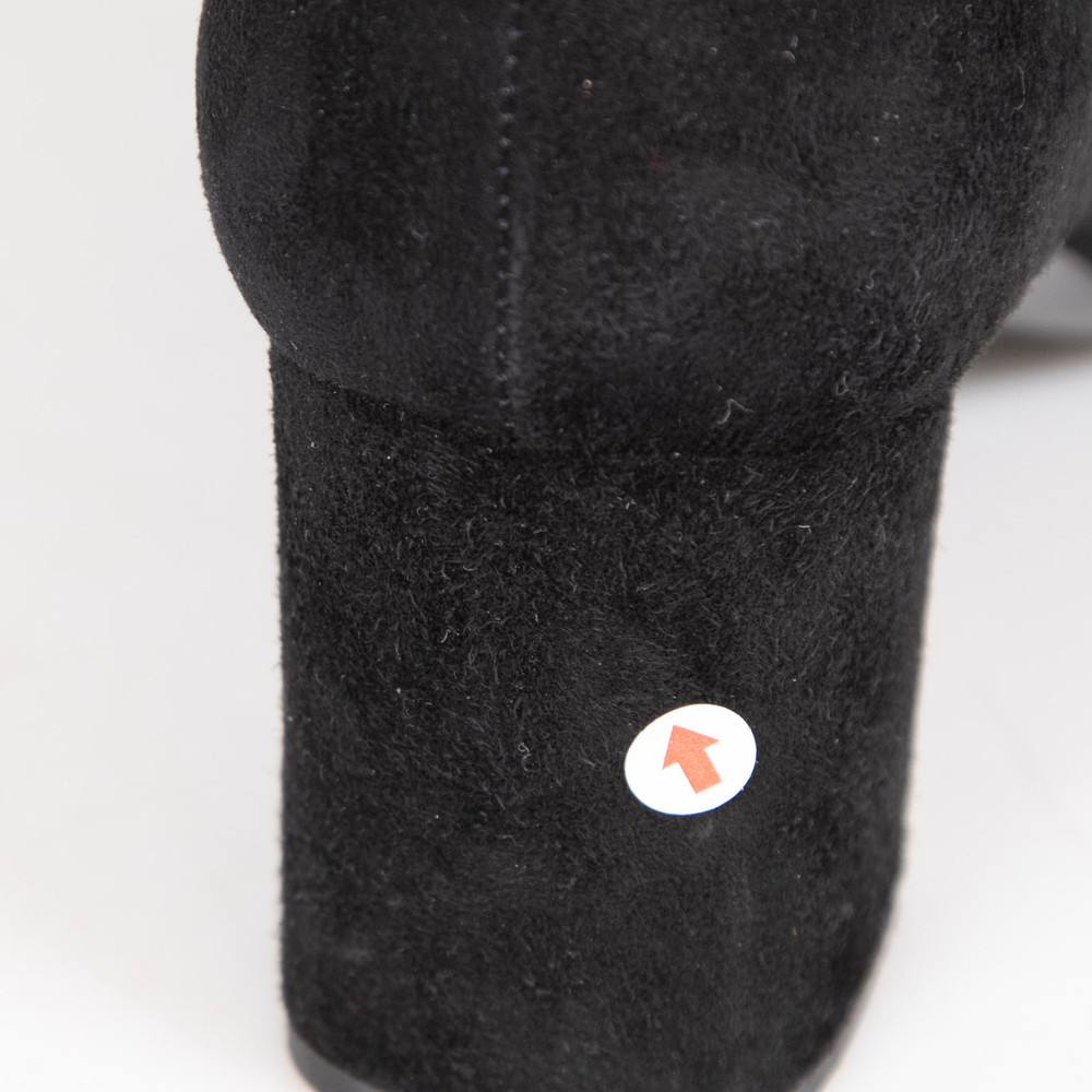 Prada Black Suede Mid Heel Ankle Boots