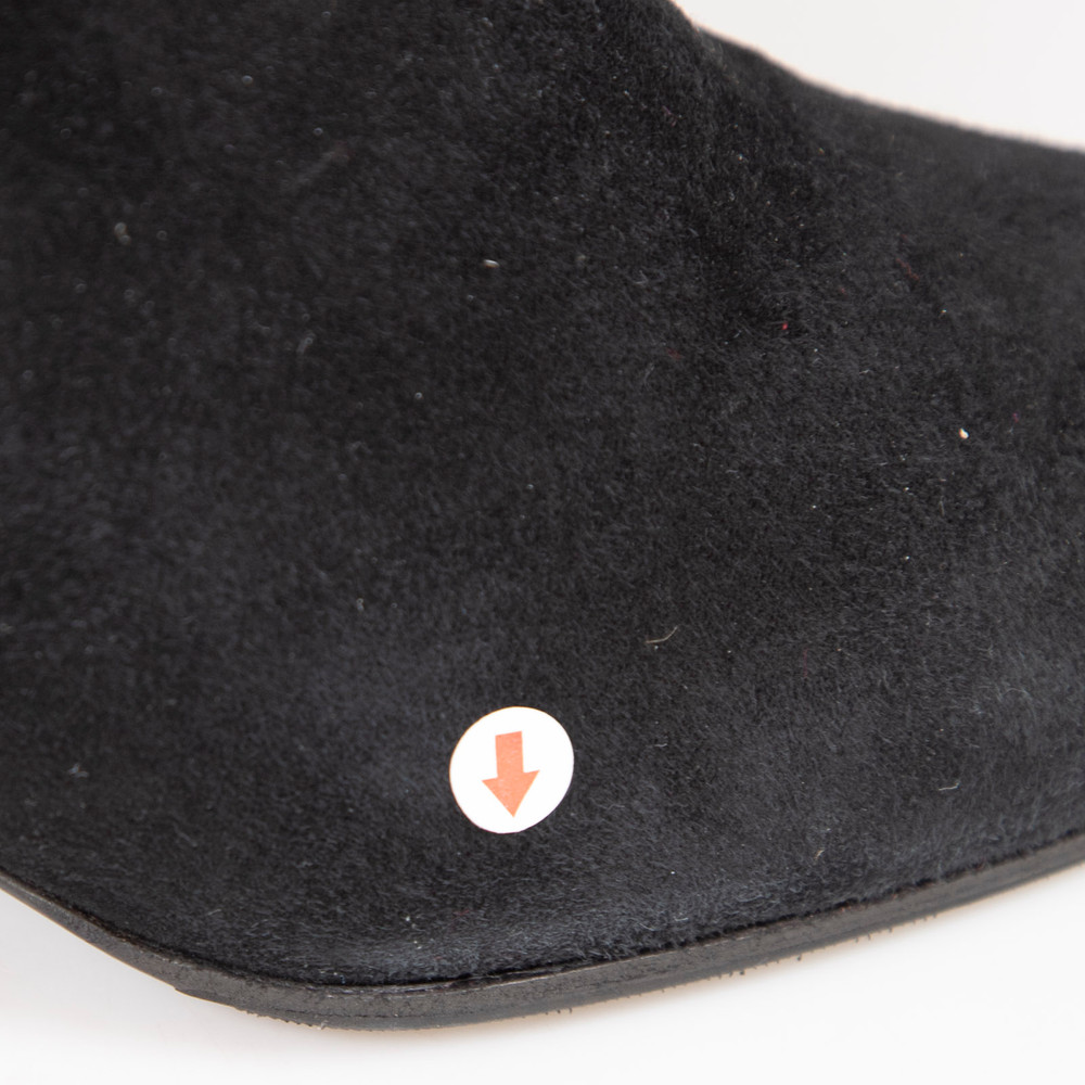 Prada Black Suede Mid Heel Ankle Boots