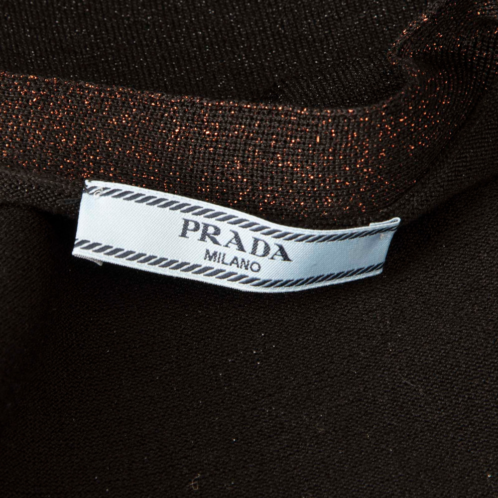 Prada Black Metallic V-Neck Cardigan