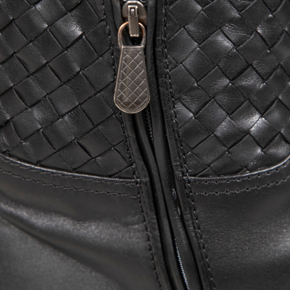 Bottega Veneta Black Intrecciato Knee High Boots