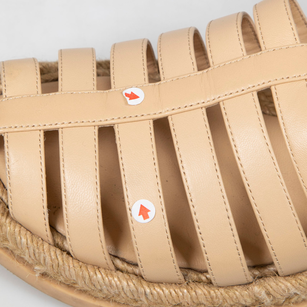 Chanel Beige Leather Espadrille Sandals