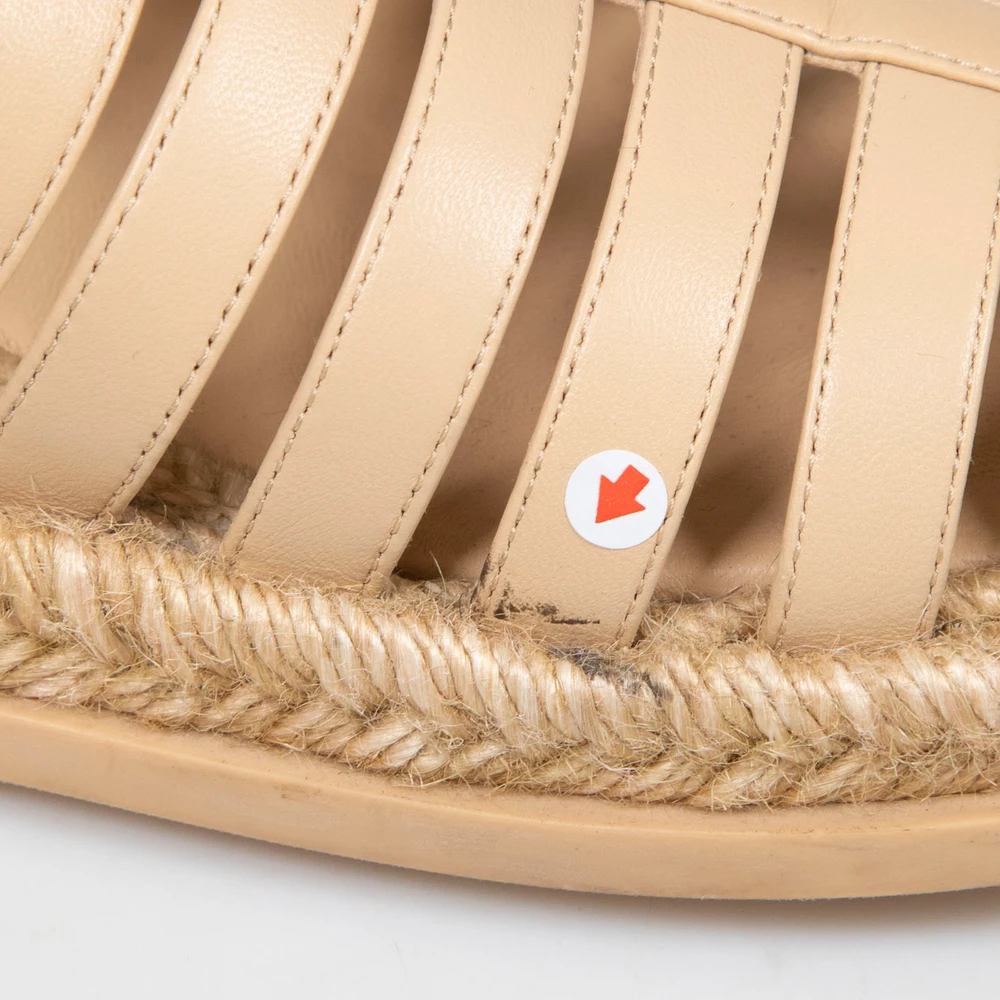 Chanel Beige Leather Espadrille Sandals