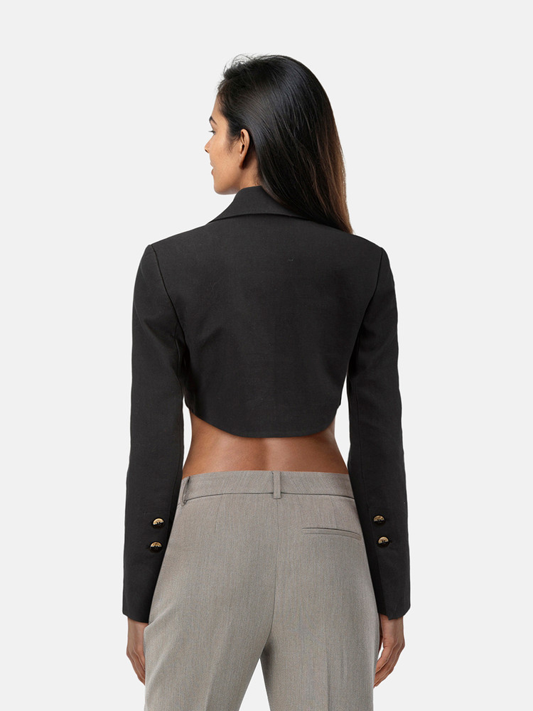 Ganni Black Cropped Blazer