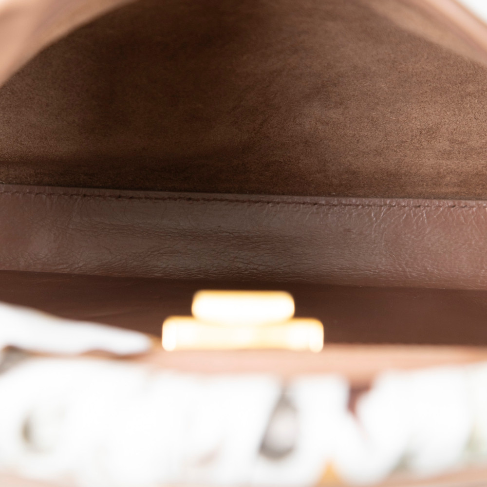 Fendi Brown Leather Peekaboo Medium Bag With Scarf