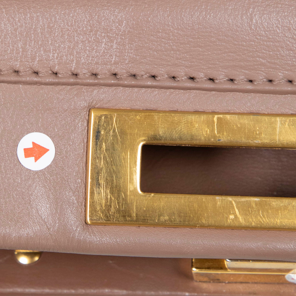 Fendi Brown Leather Peekaboo Medium Bag With Scarf