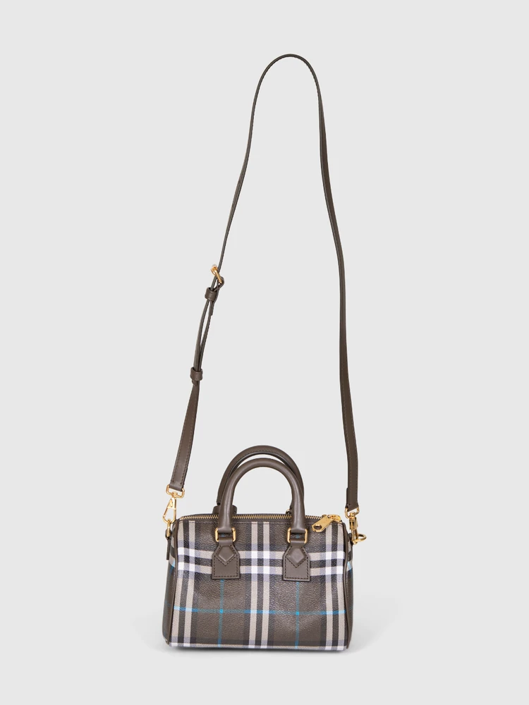 Burberry Brown Check Print Mini Bowling Bag