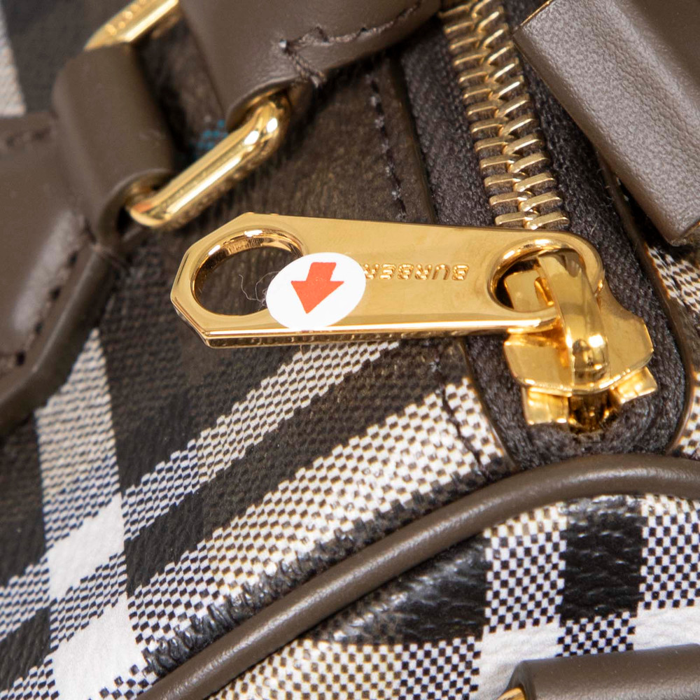Burberry Brown Check Print Mini Bowling Bag