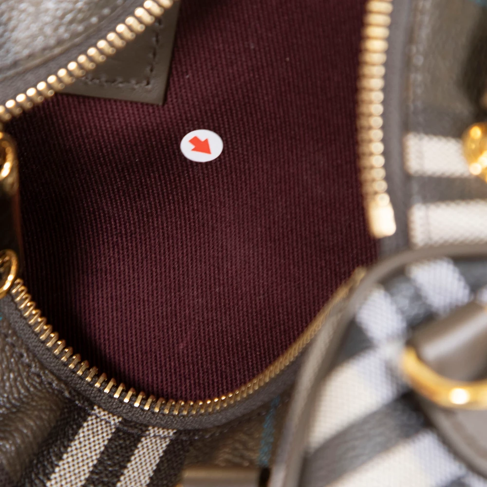 Burberry Brown Check Print Mini Bowling Bag
