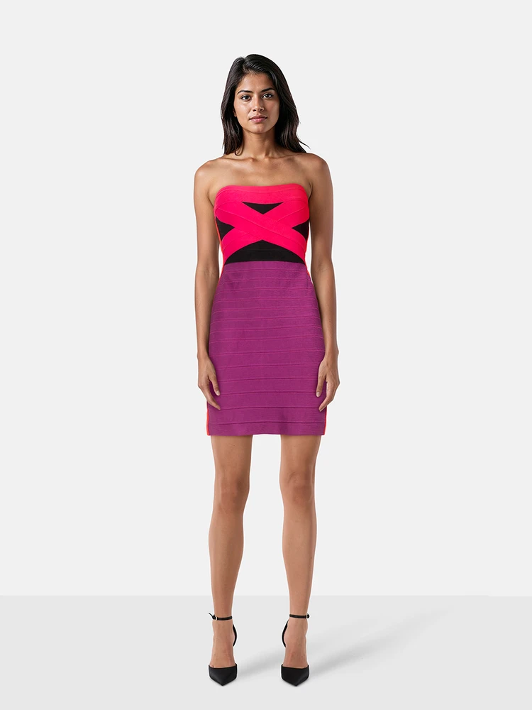 Herve Leger Simone Strapless Bandage Dress