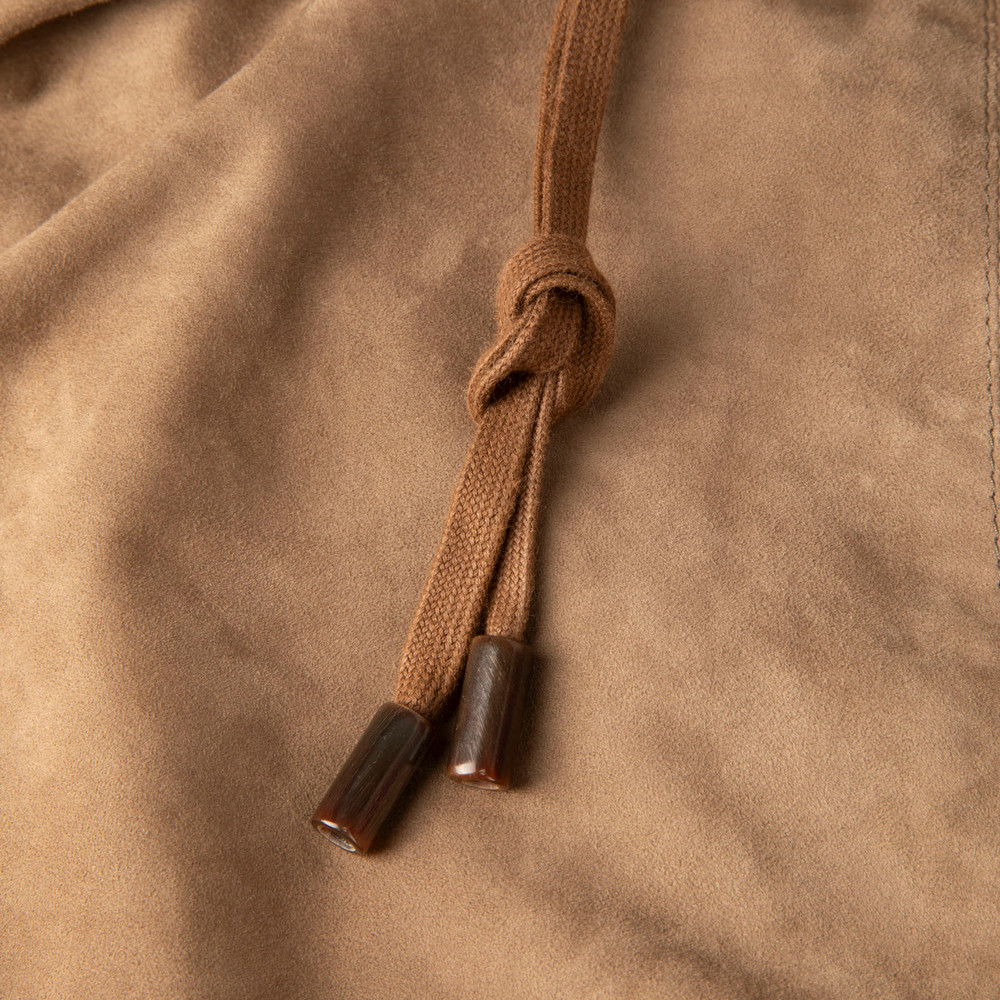 Brunello Cucinelli Brown Suede Mini Drawstring Skirt