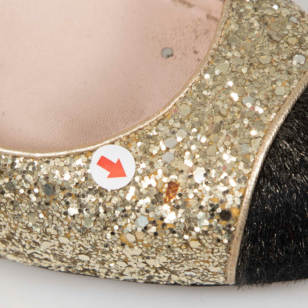 Miu Miu Gold Glitter & Calfskin Pumps