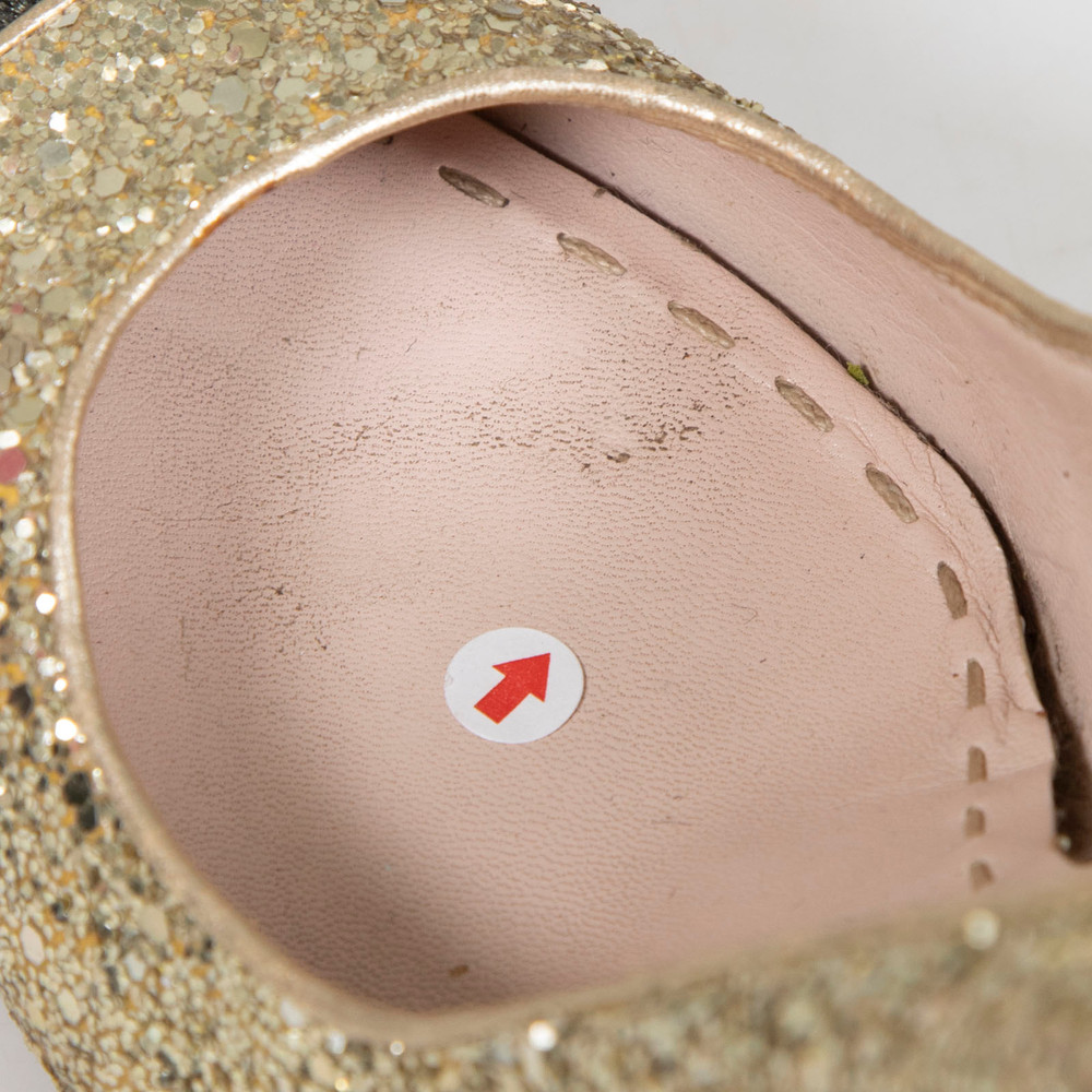 Miu Miu Gold Glitter & Calfskin Pumps