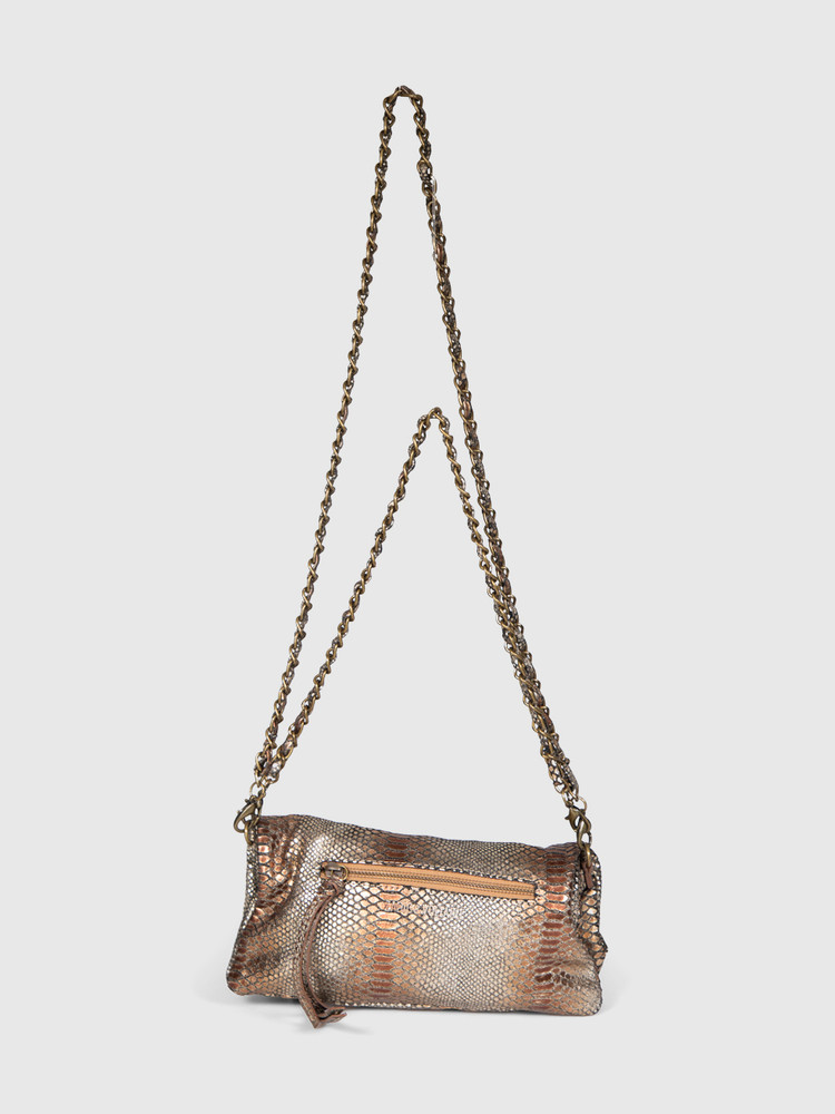 Zadig & Voltaire Bronze Snake Embossed Rock Bag