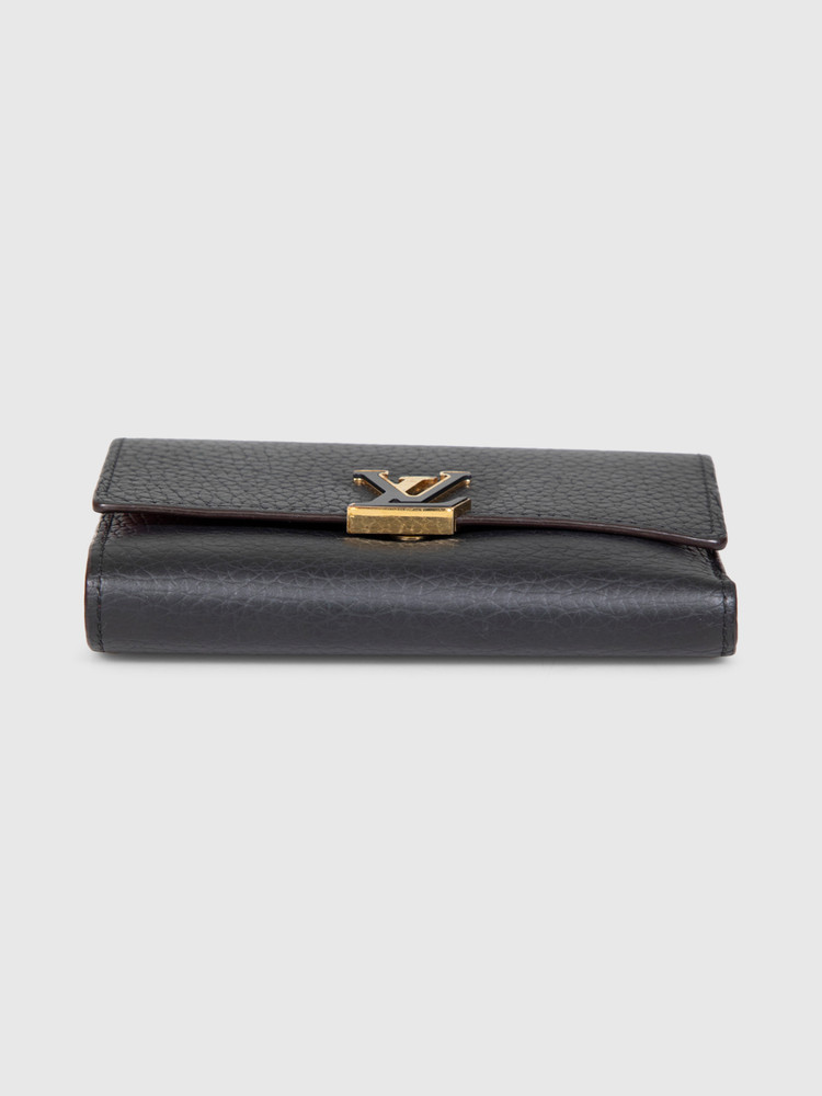 Louis Vuitton Black Leather Capucines Compact Wallet
