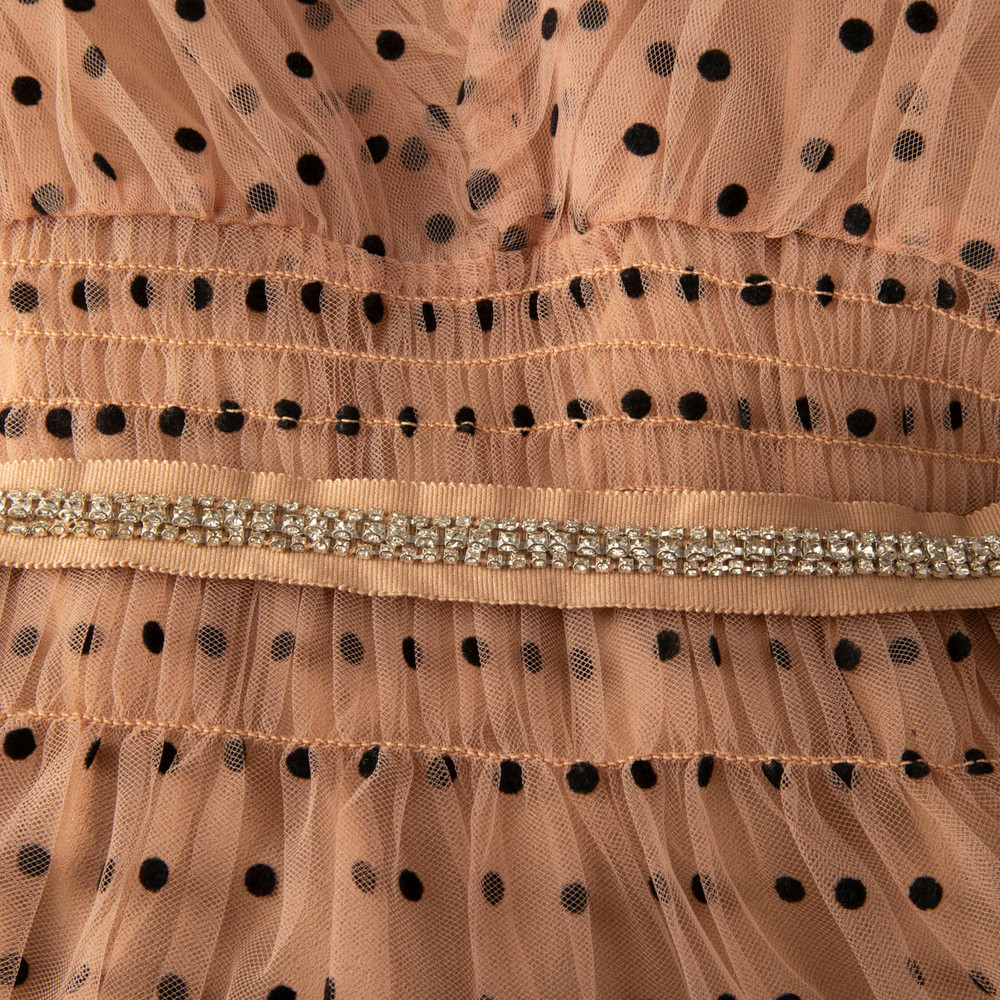 Self-Portrait Nude Dot Mesh Midi Dress