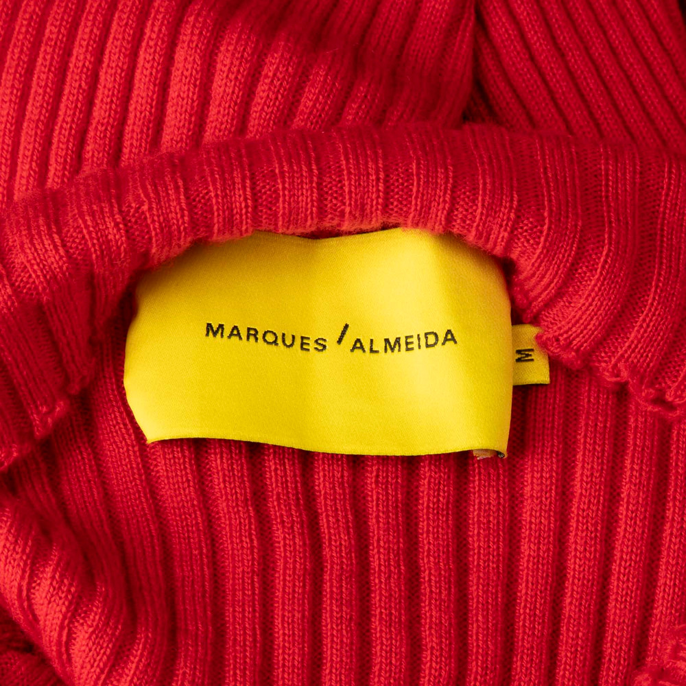 Marques Almeida Red Rib Knit Draped Midi Dress