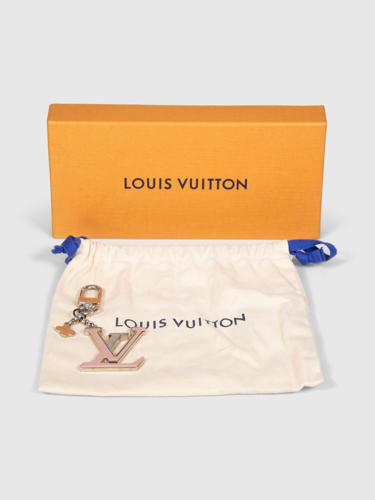 Louis Vuitton Pink Leather & Silver LV Keychain