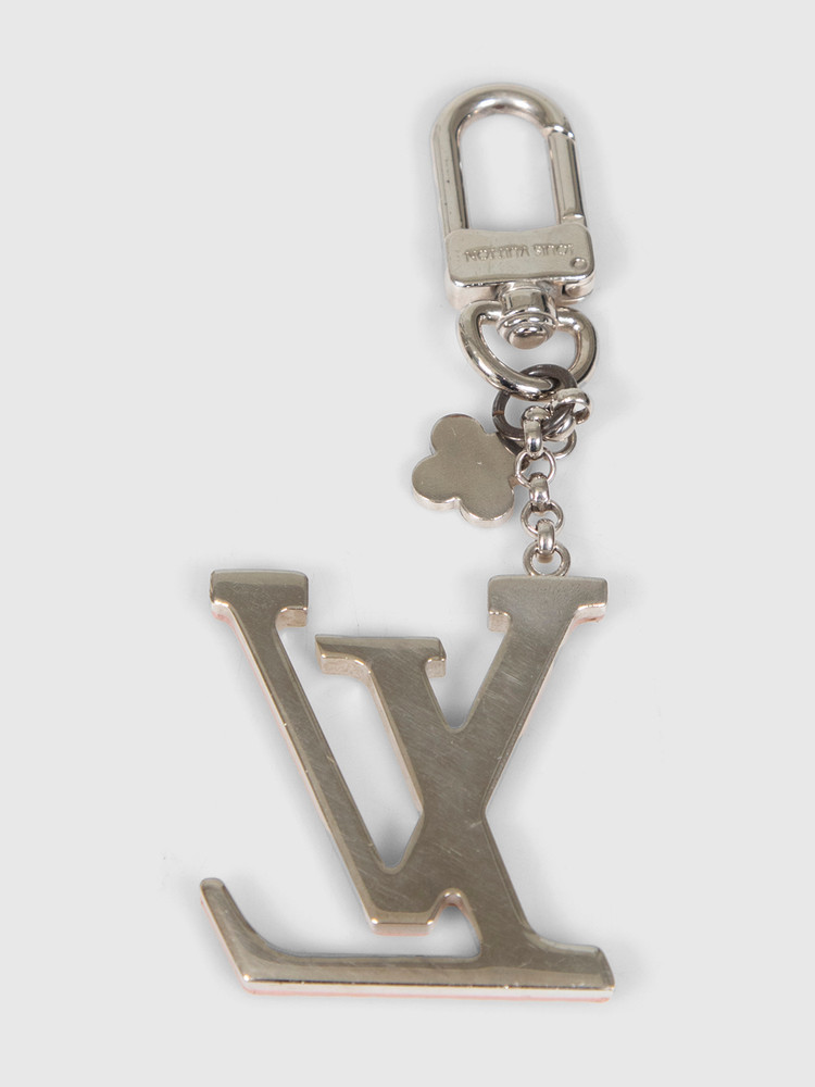 Louis Vuitton Pink Leather & Silver LV Keychain