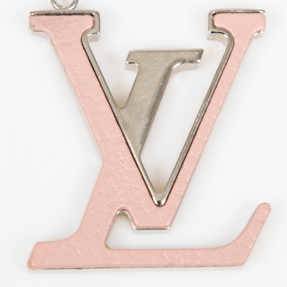 Louis Vuitton Pink Leather & Silver LV Keychain