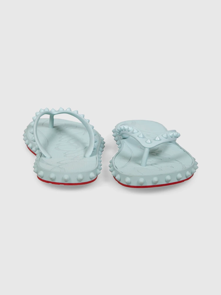 Christian Louboutin Blue Studded Rubber Super Loubi Flip Flops