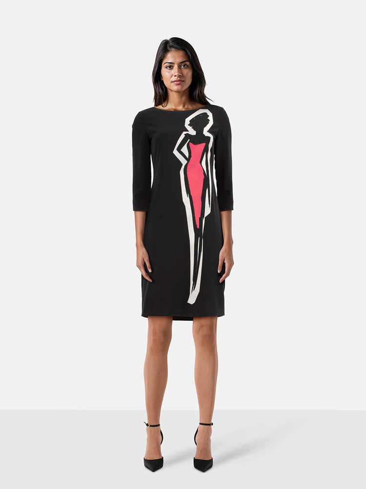 Moschino Black Portrait Midi Dress