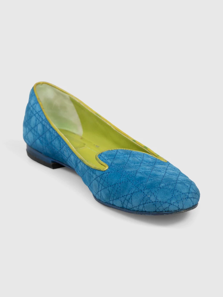 Dior Blue Cannage Suede Flats