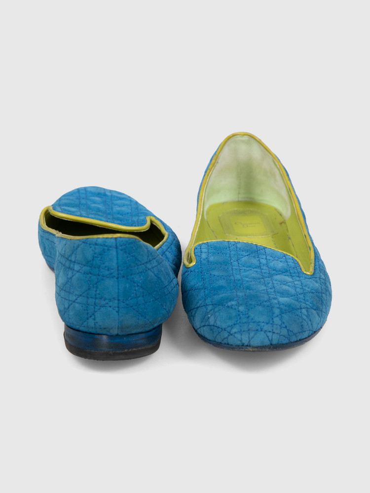 Dior Blue Cannage Suede Flats