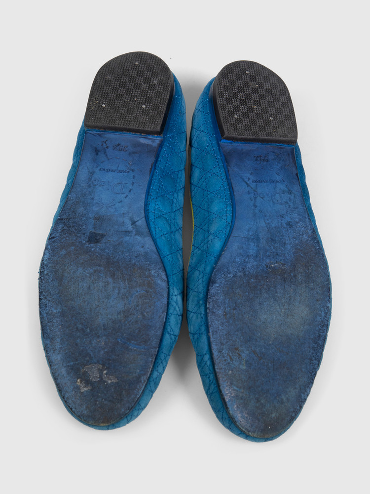 Dior Blue Cannage Suede Flats
