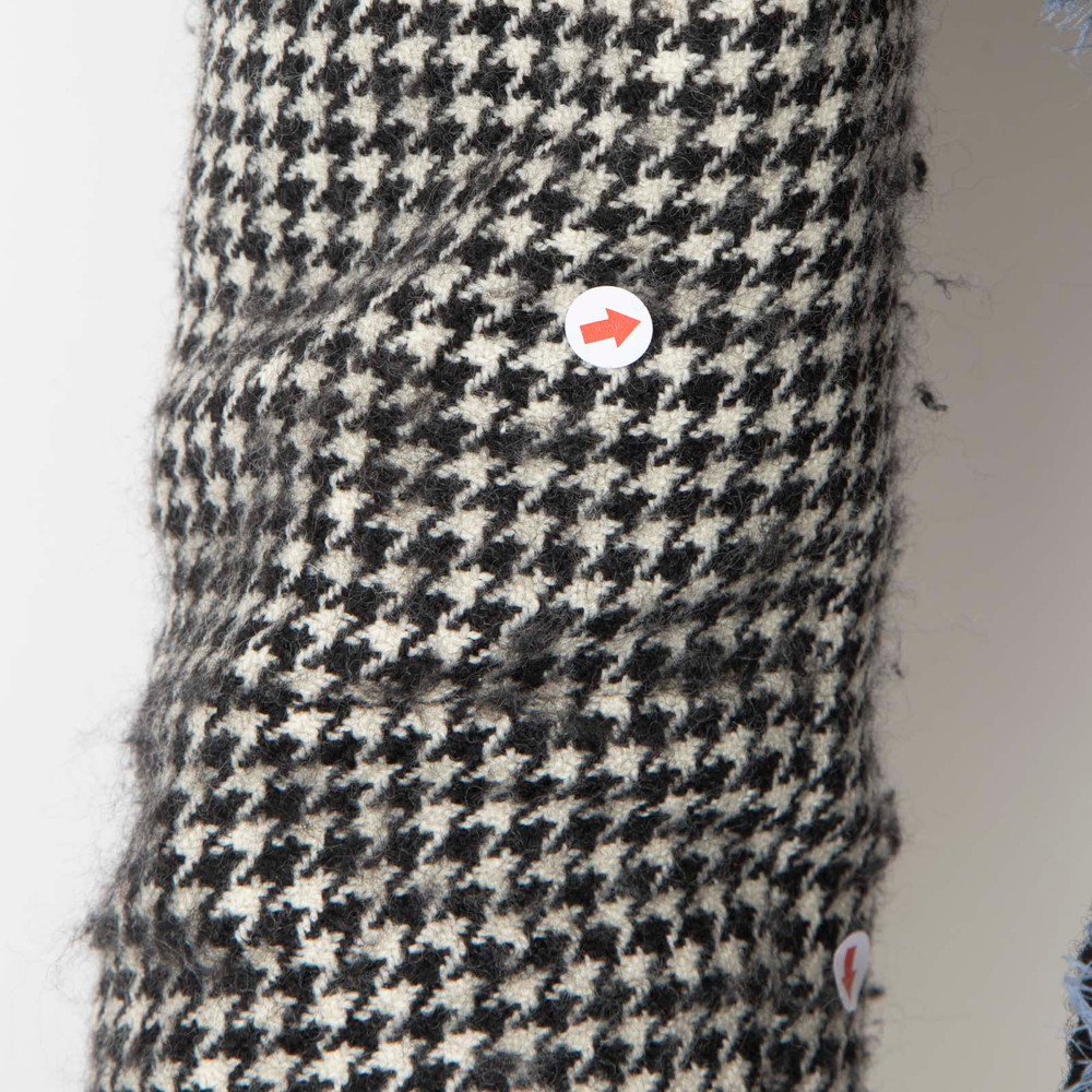 Balenciaga Houndstooth Fringe Trim Wool Jacket