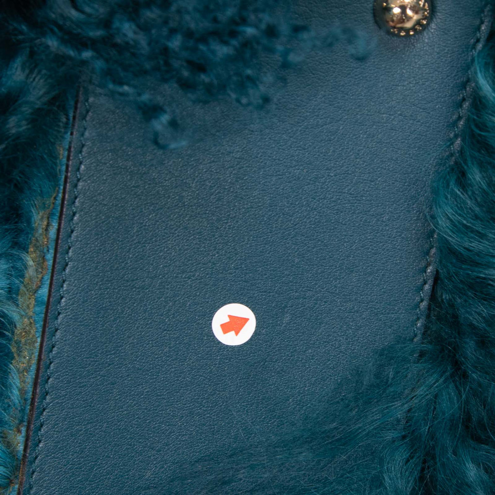 Strathberry Teal Mongolian Long Shearling Fur Bag