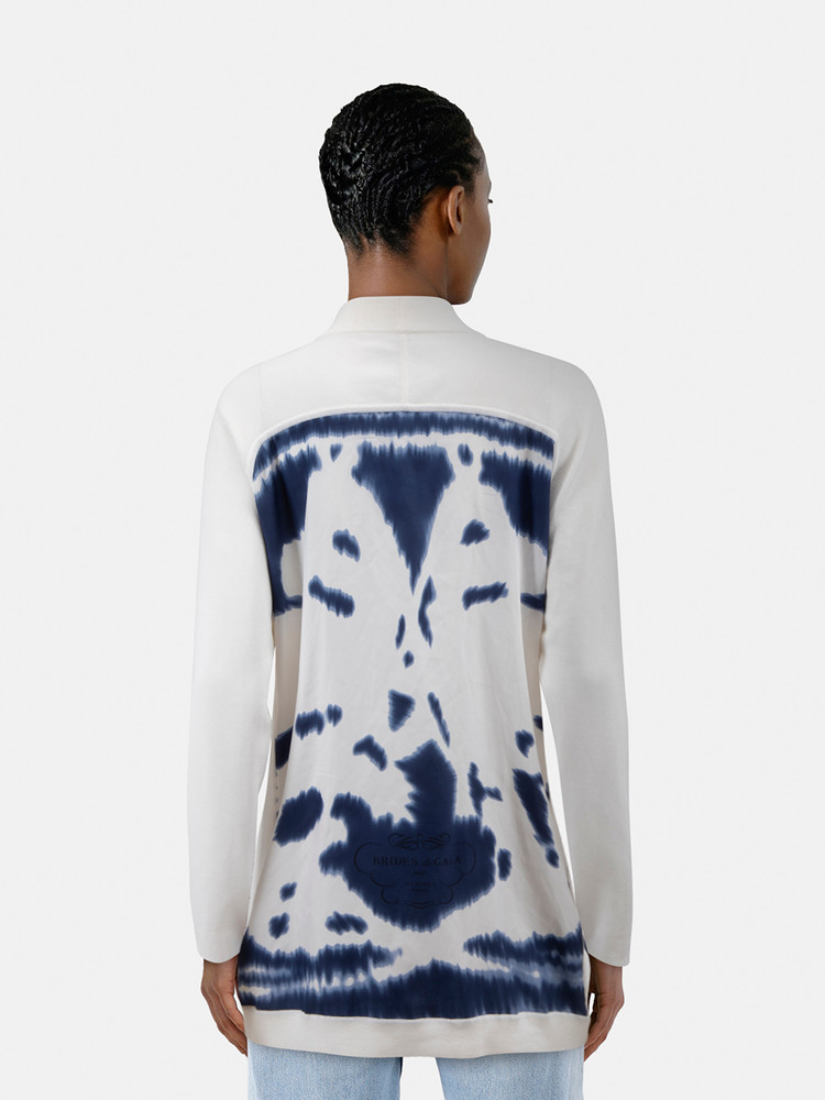 Hermès White & Navy Silk Twillaine Cardigan